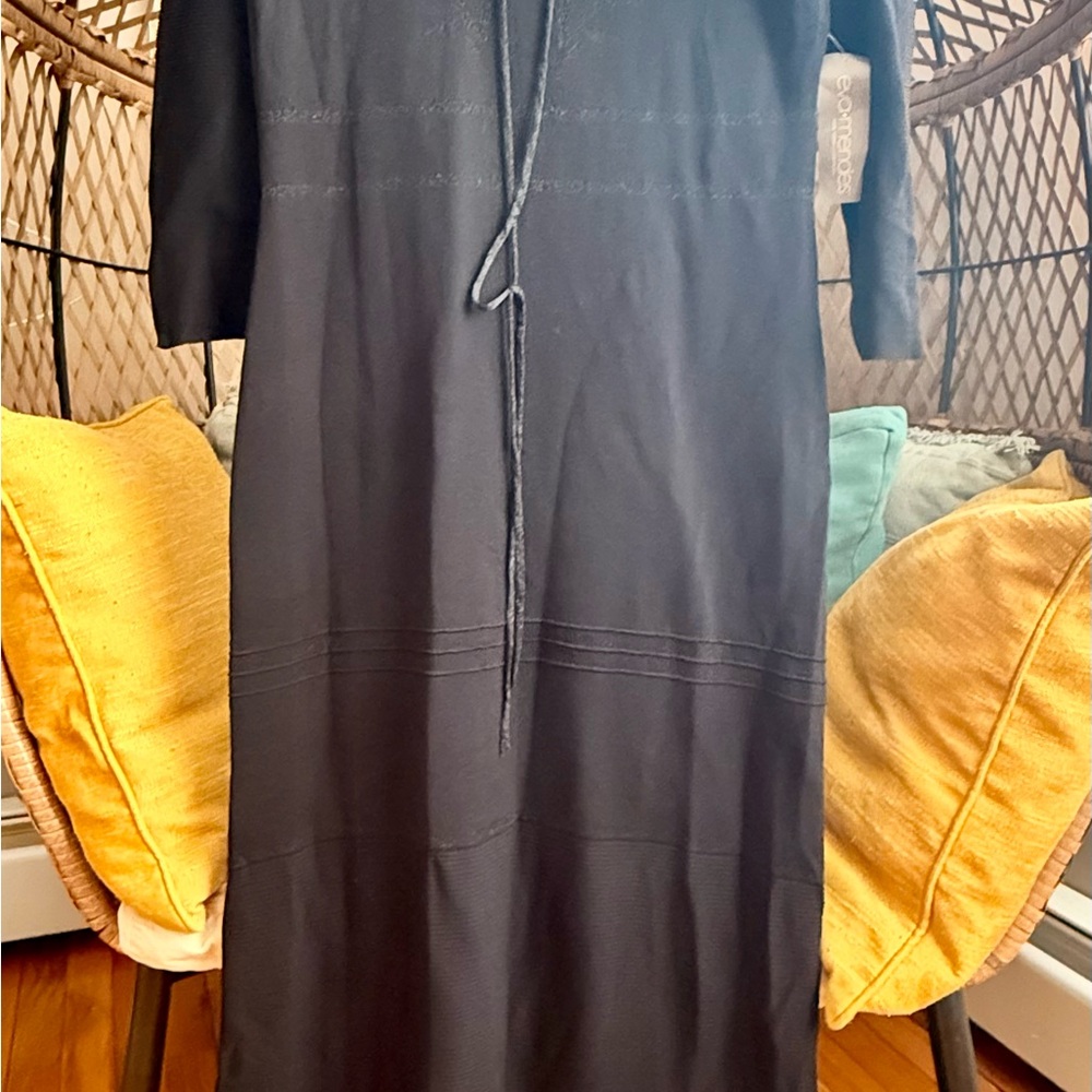 New York & Company Black Long Dress with Sleeves